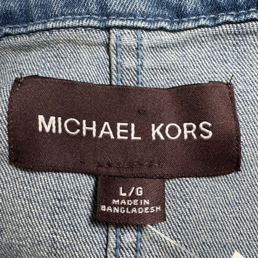 MICHAEL KORS Denim Jacket Mens Beckett Chore Barn Work Blue Ombre Button Large - Picture 4 of 9